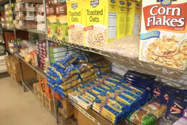 The cereal aisle in the pantry.