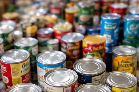 Donated canned goods and staples.