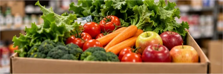 Fresh vegetables and fruit at the pantry.